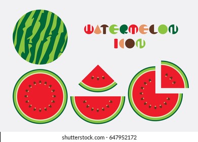 Icon set of watermelon graphic design with circular shape.