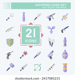 Icon Set Weapons. related toTools of War symbol. flat style. simple design editable. simple illustration