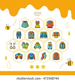icon set wearing vector