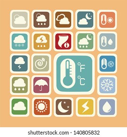 Icon set of weather sticker