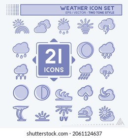 Icon Set Weather - Two Tone Style - Simple illustration, Editable stroke, Design template vector, Good for prints, posters, advertisements, announcements, info graphics, etc.