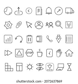 Icon set for web, black and white colors, isolated