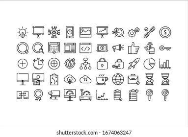 conjunto de iconos negocio web con estilo de esquema
