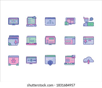 Icon set web and developer for your website or mobile app in filled line style