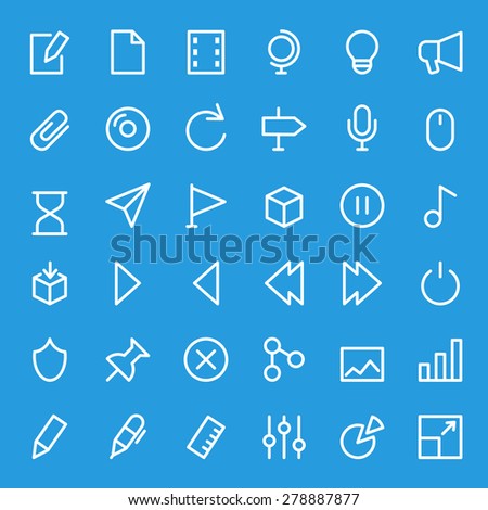 Icon set for web, simple and thin line design