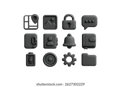 Conjunto de iconos Web ui ux negro 
