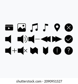 icon set for website ui design purposes with black color