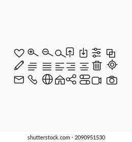icon set for website ui design purposes with black color