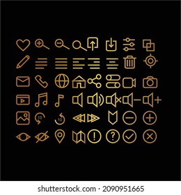 icon set for website ui design purposes with gold color