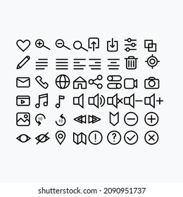 icon set for website ui design purposes with black color