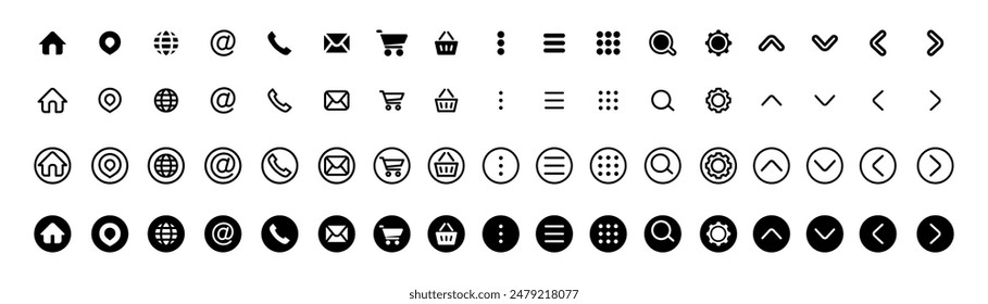 Conjunto de iconos para Sitio web. iconos vectoriales para tiendas en línea. Conjunto de iconos en el estilo de línea de moda. Negocios, comercio electrónico, colección Big set Icons. Ilustración vectorial