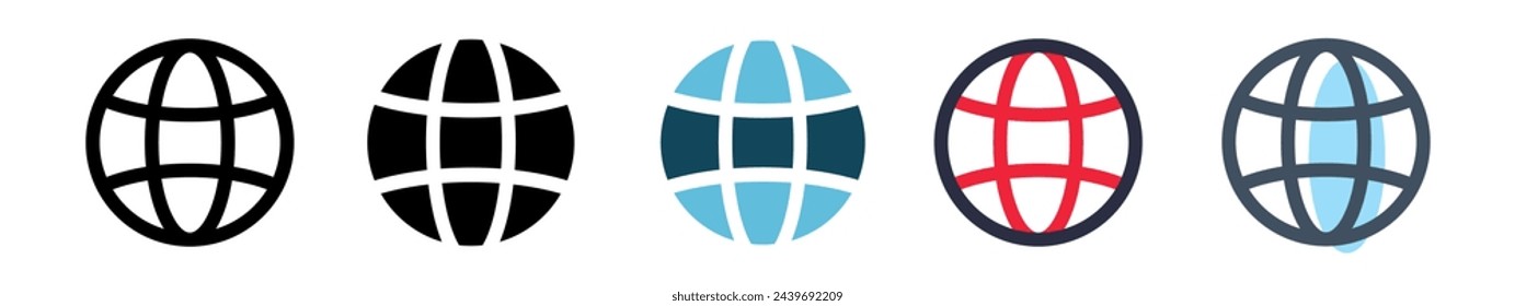 conjunto de iconos web.vector globe.illustrator red .diferentes estilos en un lienzo