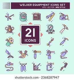 Icon Set Welder Equipment. related to Building Tool symbol. MBE style. simple design editable. simple illustration