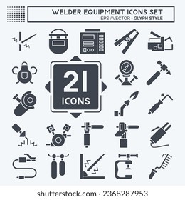 Icon Set Welder Equipment. related to Building Tool symbol. glyph style. simple design editable. simple illustration