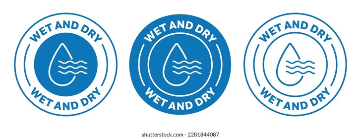 Icon set of the "wet and dry". Water drope with a wave in blue color. vector illustration