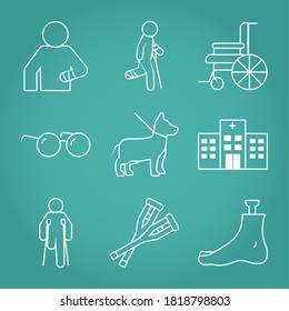 icon set of wheelchair and disabilities over turquoise background, line style, vector illustration