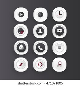 Icon set with white color can be used on mobile phone.