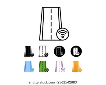 
icon set wifi road with 9 different styles, line, glyp, flat, gradient etc. suitable for print websites etc. isolated on white background.
