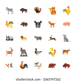 Icon set of wild and farm animals. Zoo, wildlife, species diversity. Animals concept. For topics like livestock, fauna, environment