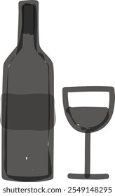 Conjunto de iconos | Botella de vino y vidrio