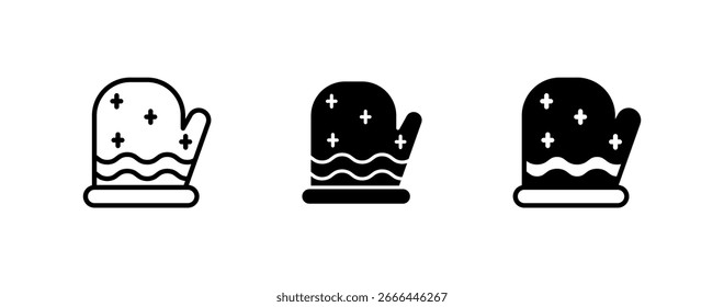 Icon set winter hand glove. Celebration winter season xmas. Decorative ornament icon.