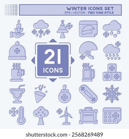 Icon Set Winter. related to Holiday symbol. two tone style. simple illustration