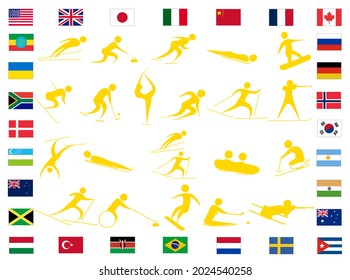 An icon set for winter sports athletes.There is also an athlete icon for people with disabilities.