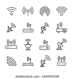 Icon set of wireless. Editable vector pictograms isolated on a white background. Trendy outline symbols for mobile apps and website design. Premium pack of icons in trendy line style.