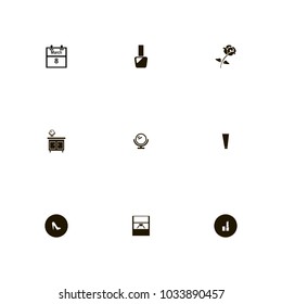 icon set Woman with data, diamond, eight and nails
