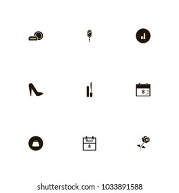 icon set Woman with eyes, spring, eight and shoes