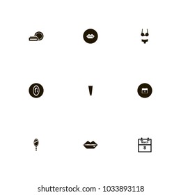 icon set Woman with woman, hairstyle, eight and lipstick