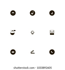 icon set Woman with lips, data, aroma and makeup