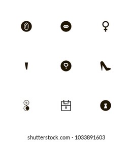 icon set Woman with lips, merch, female and female sign