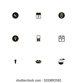 icon set Woman with lipstick, eight, dresser and parfume