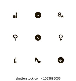 icon set Woman with nail polish, makeup, female sign and manicure