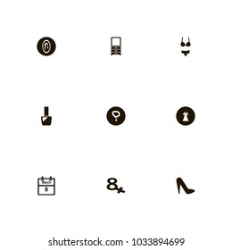 icon set Woman with necklace, woman's day, jewelry and diamond