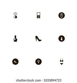 icon set Woman with powder, female, female sign and woman