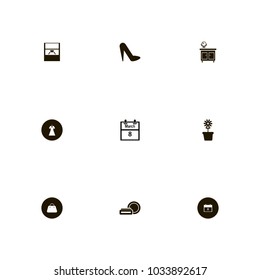 icon set Woman with ring, diamond, cosmetics and data