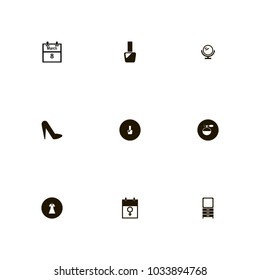 icon set Woman with shoes, woman"s day, eight and woman's day