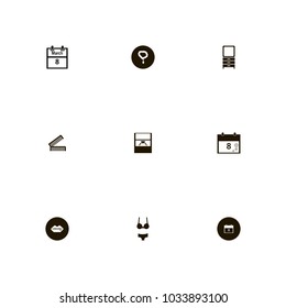 icon set Woman with underwear, lips, jewelry and ring