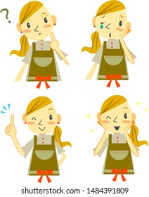 icon set, woman wearing an apron 