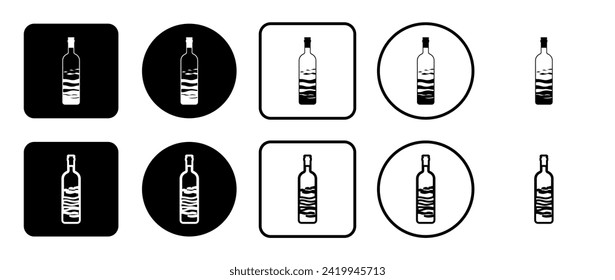 Conjunto de iconos del mundo en un símbolo de botella. Relleno, contorno, conjunto de iconos en blanco y negro, estilo plano.  Ilustración del vector sobre fondo blanco