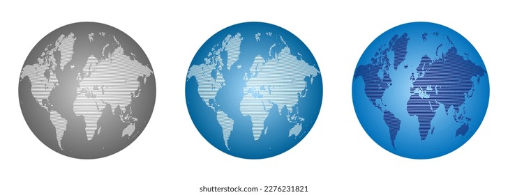 Icon set World global planet earth icon symbol isolated. 3D style Vector illustration