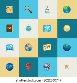 icon set world maps, atlas