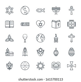 Icon set of world religious world symbols design, Religion culture belief faith god spiritual meditation and traditional theme Vector illustration