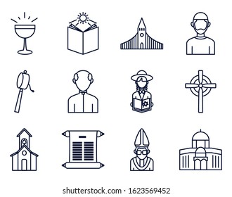Icon set of world religious world symbols design, Religion culture belief faith god spiritual meditation and traditional theme Vector illustration