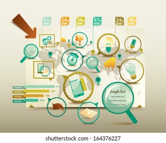Icon set in World travel Map. Set elements of  Information Graphics.