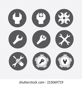 icon set wrench, key