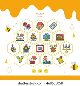 icon set xmas vector