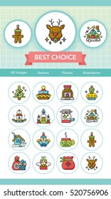 icon set xmas vector